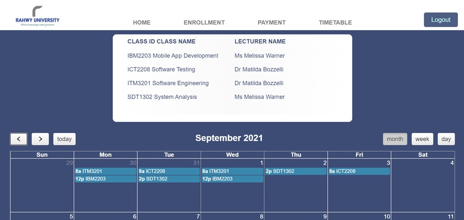 Timetable